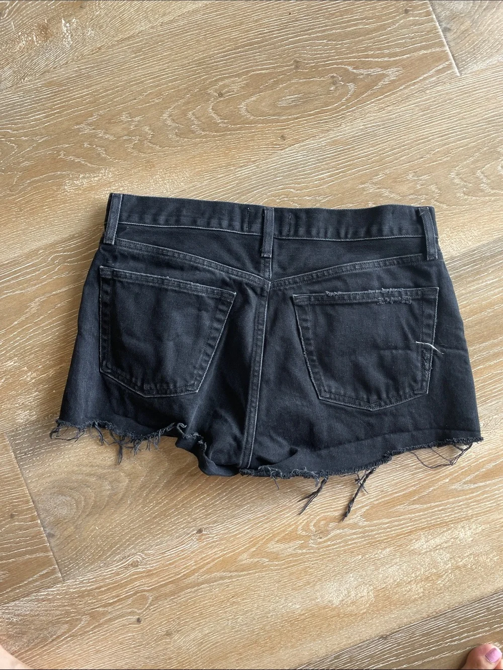 Agolde Black Frayed Denim Cutoff Shorts